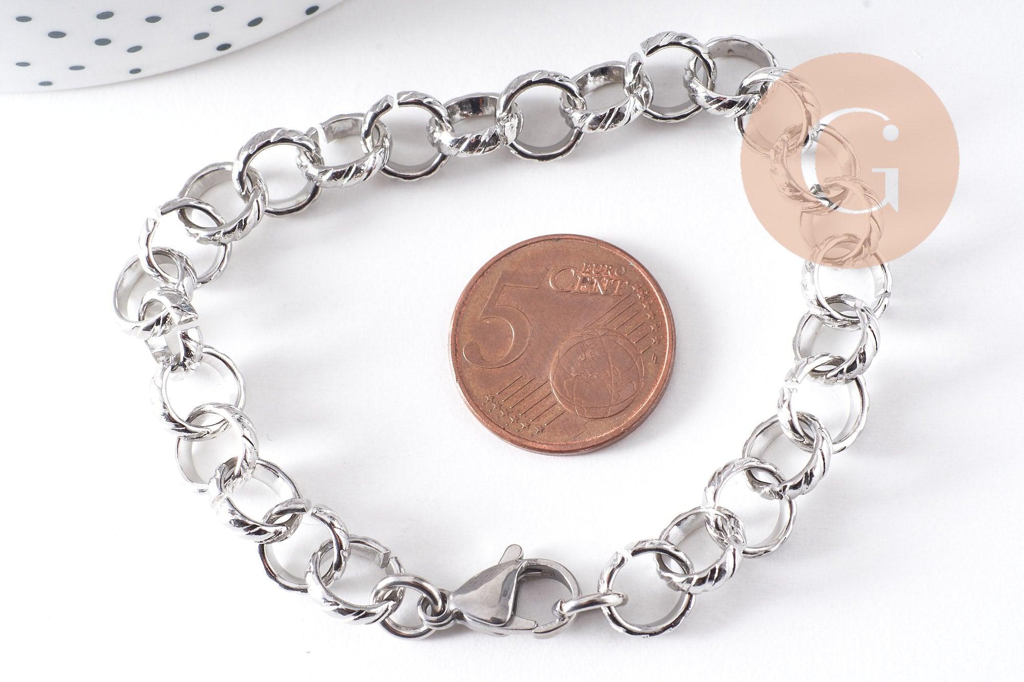 Gingerlily G10313 bracelet grosse maille acier inoxydable 20,3 cm