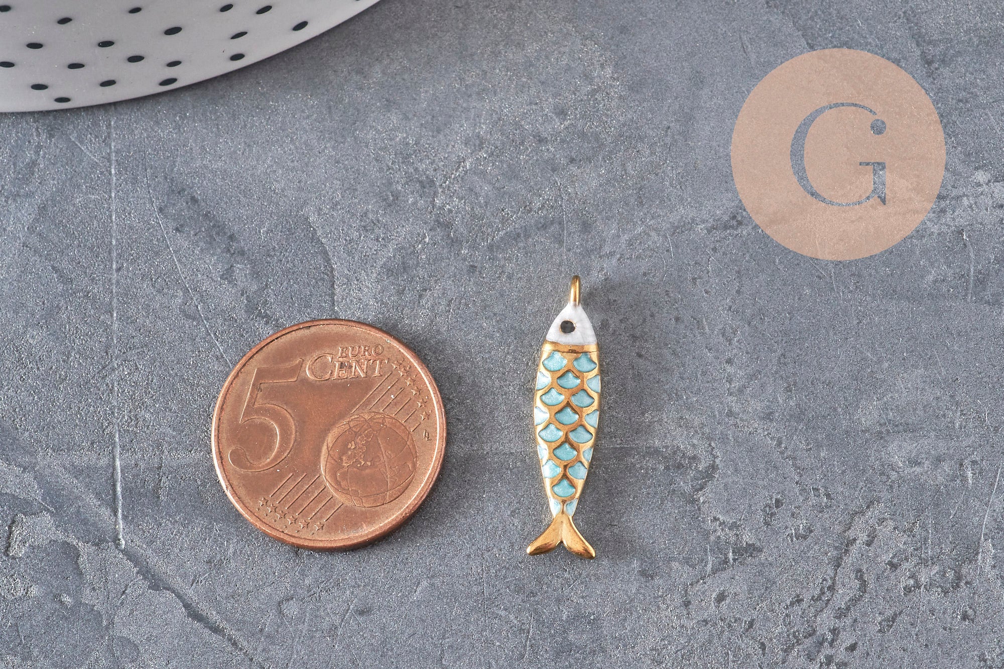 Gingerlily pendentif poisson doré turquoise 25,5 mm