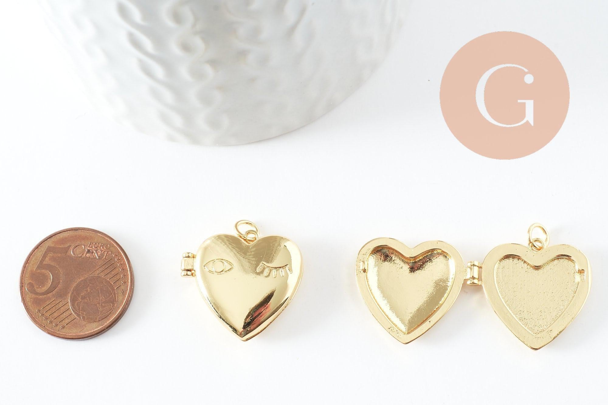 Gingerlily Pendentifs G9549 locket cœur doré 22 mm x1