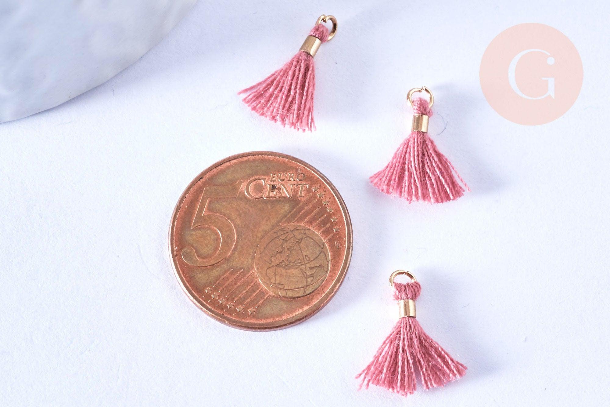 Gingerlily Pendentifs pompons vieux rose polyester 10-15mm x10