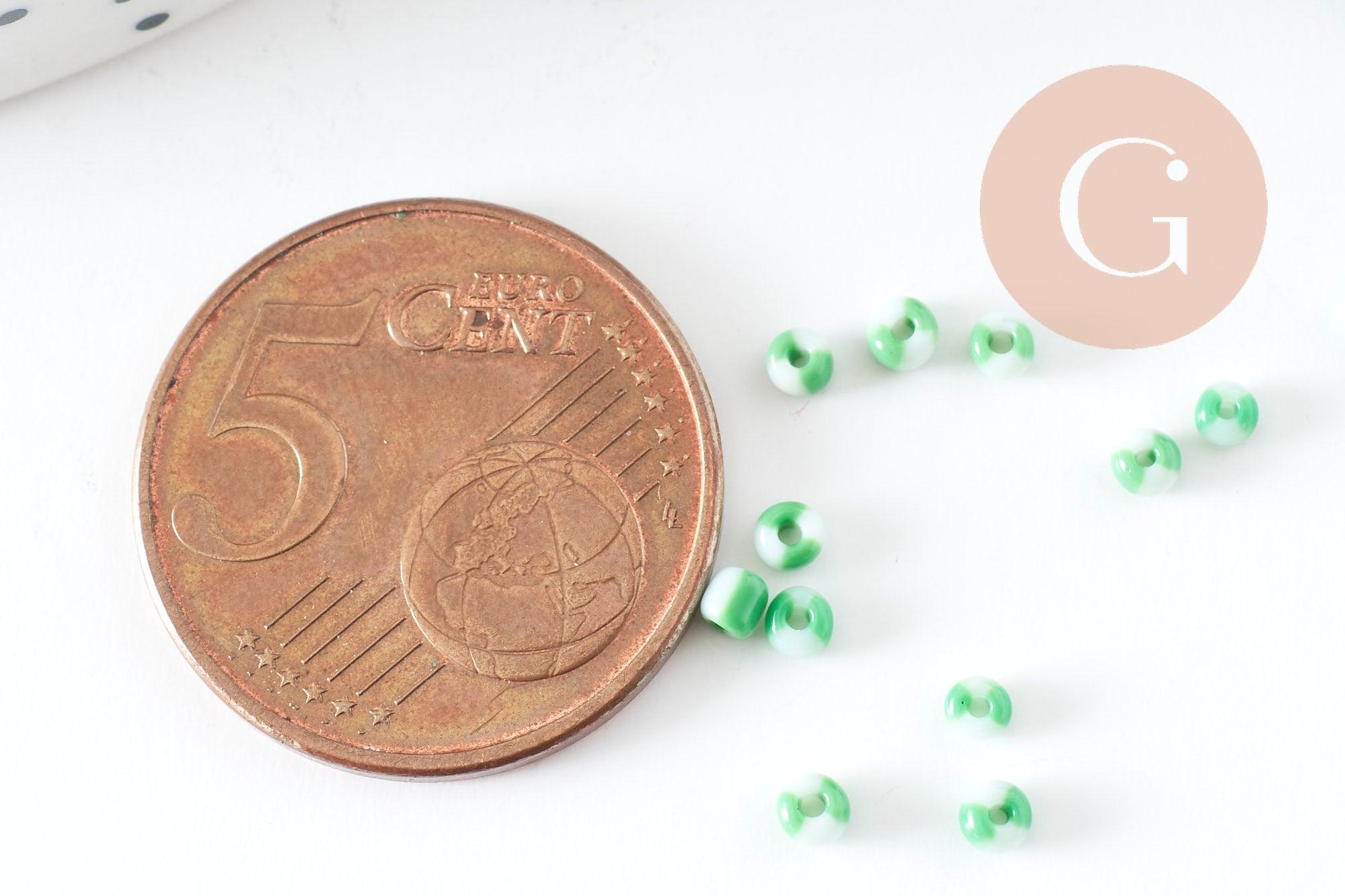 Gingerlily perles rocaille rayé vert blanc 2 mm 10 g