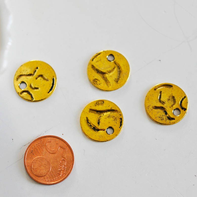 Gingerlily Pendentifs DIY médaille ronde dorée 19mm x5