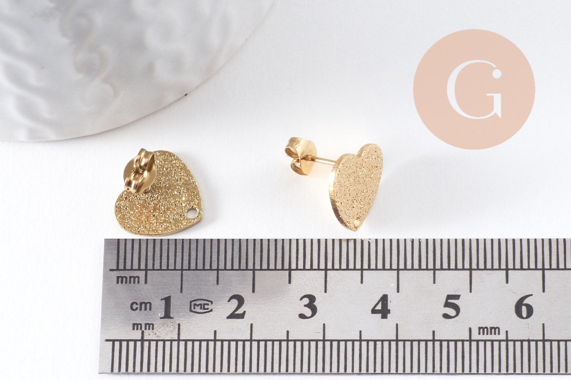 Gingerlily Apprêts G10371 puces coeur doré 13 mm la paire