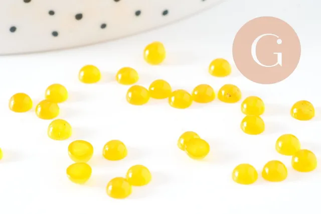 Gingerlily Cabochon rond G9955 jade jaune 4mm x1 à coller