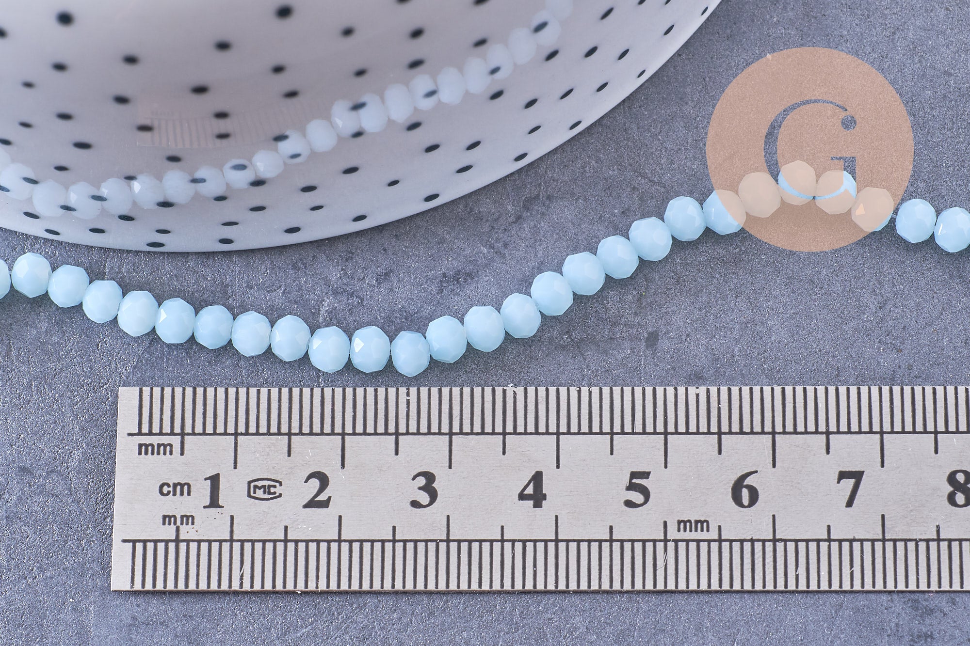 Gingerlily Perles rondelles cristal bleu ciel 4mm fil 41cm