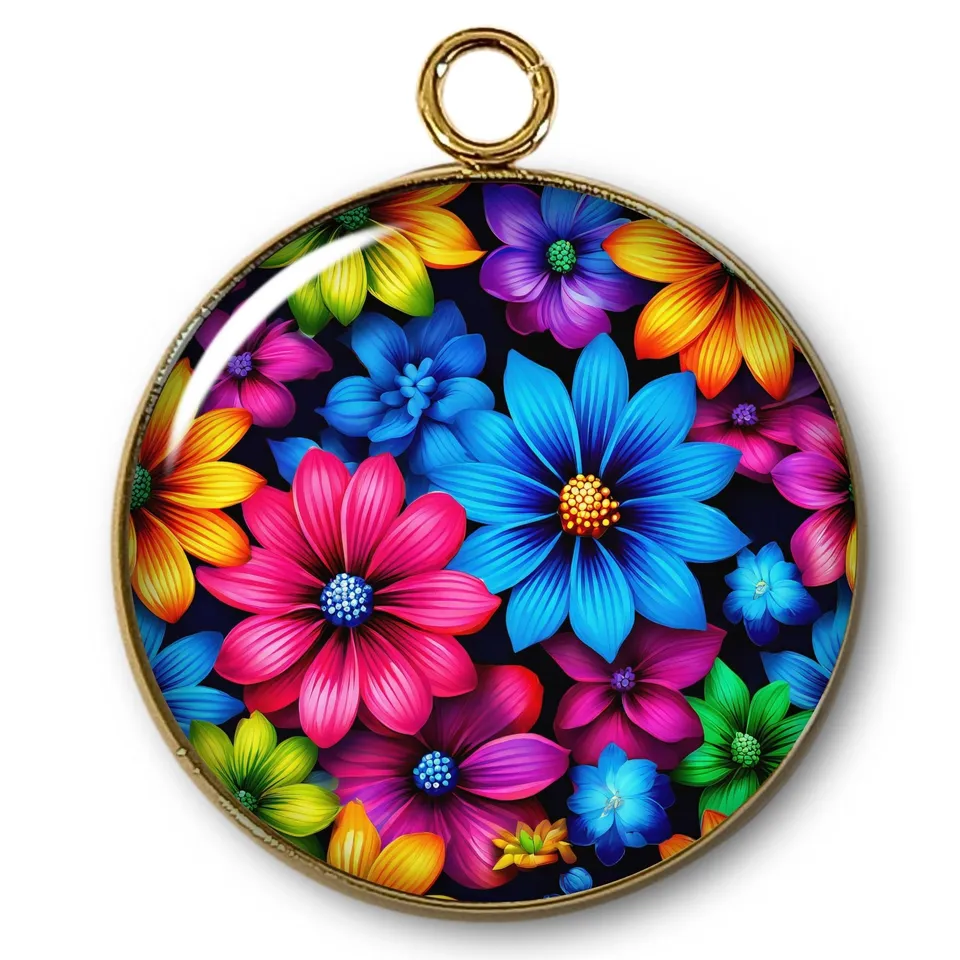 ARTSHOP Pendentifs 57 Intemporel Fleurs plaqué or x1 31 mm