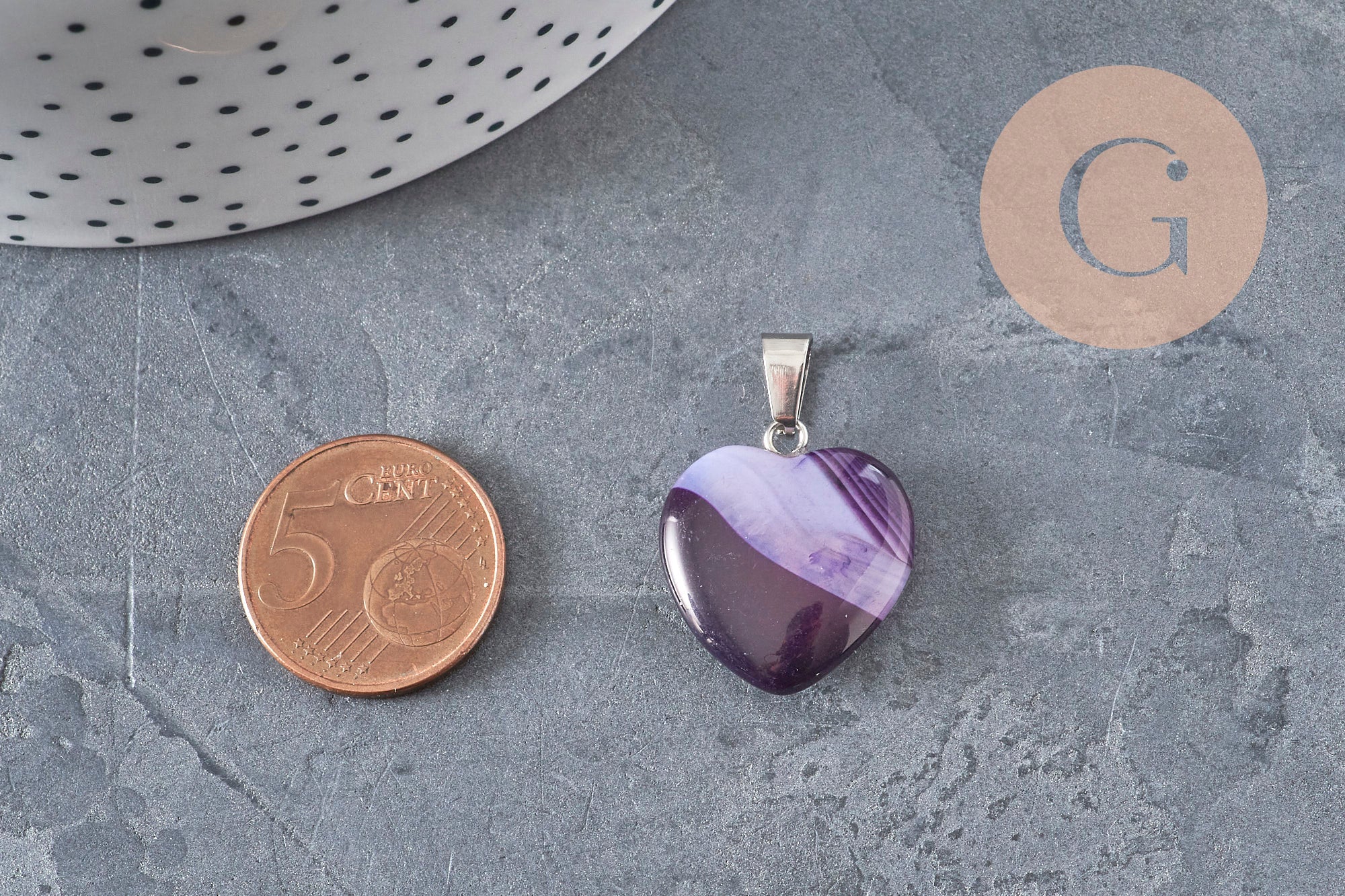 Gingerlily Pendentifs coeur agate violette 23mm pierre naturelle