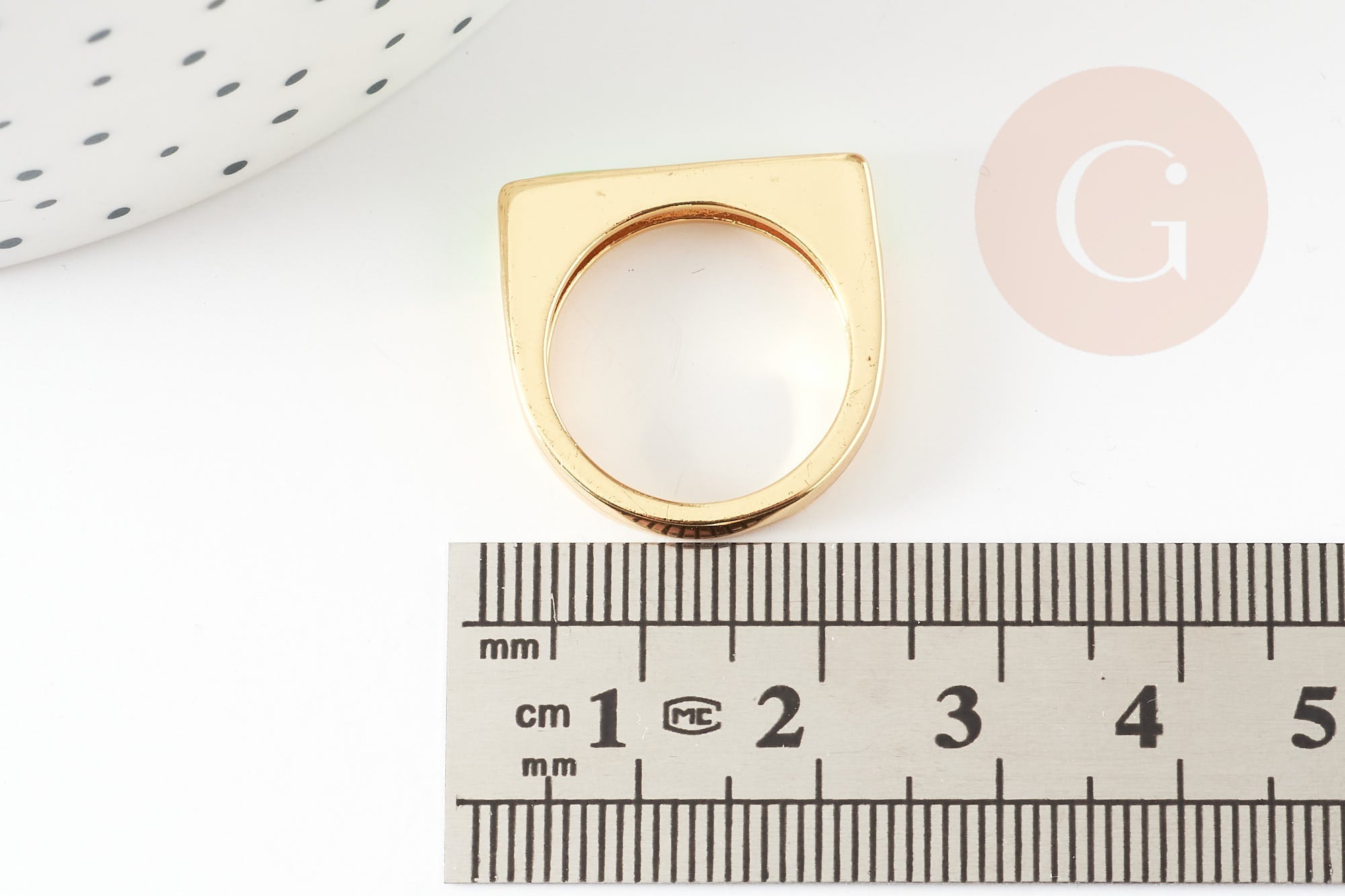 Gingerlily Accessoires Bague laiton G4240 émail carré 17mm noir