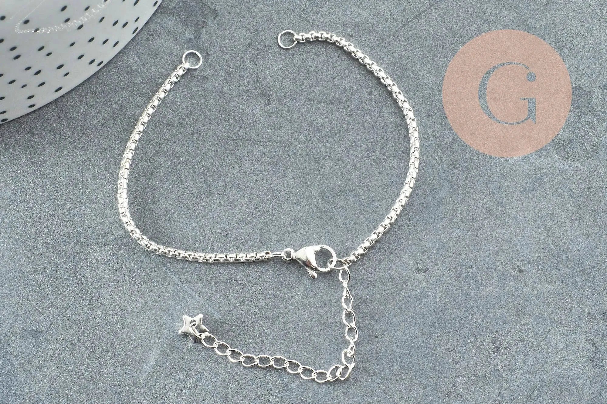 Gingerlily Perles Base bracelet vénitienne acier platine 15,5 cm x1