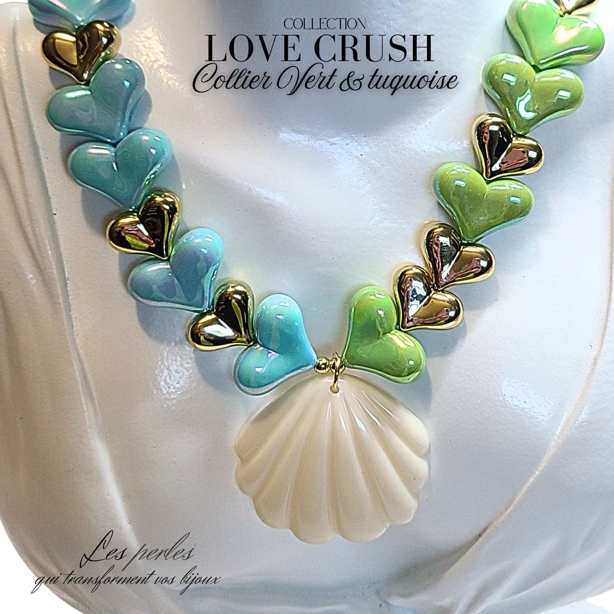 ARTSHOP Love Crush kit collier vert turquoise 44 cm