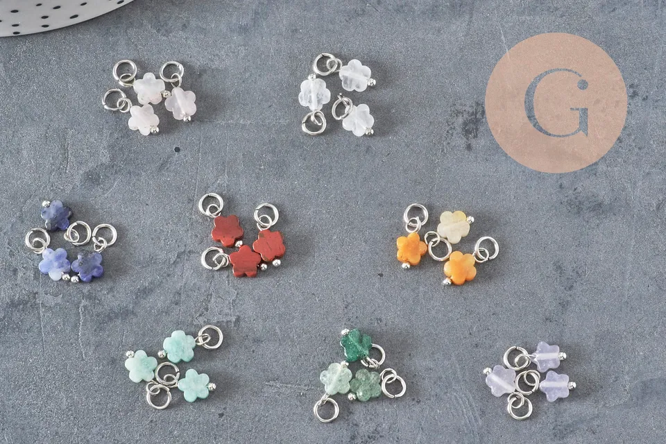 Gingerlily Pendentifs G11386 breloque fleur pierre naturelle 10,5mm x1