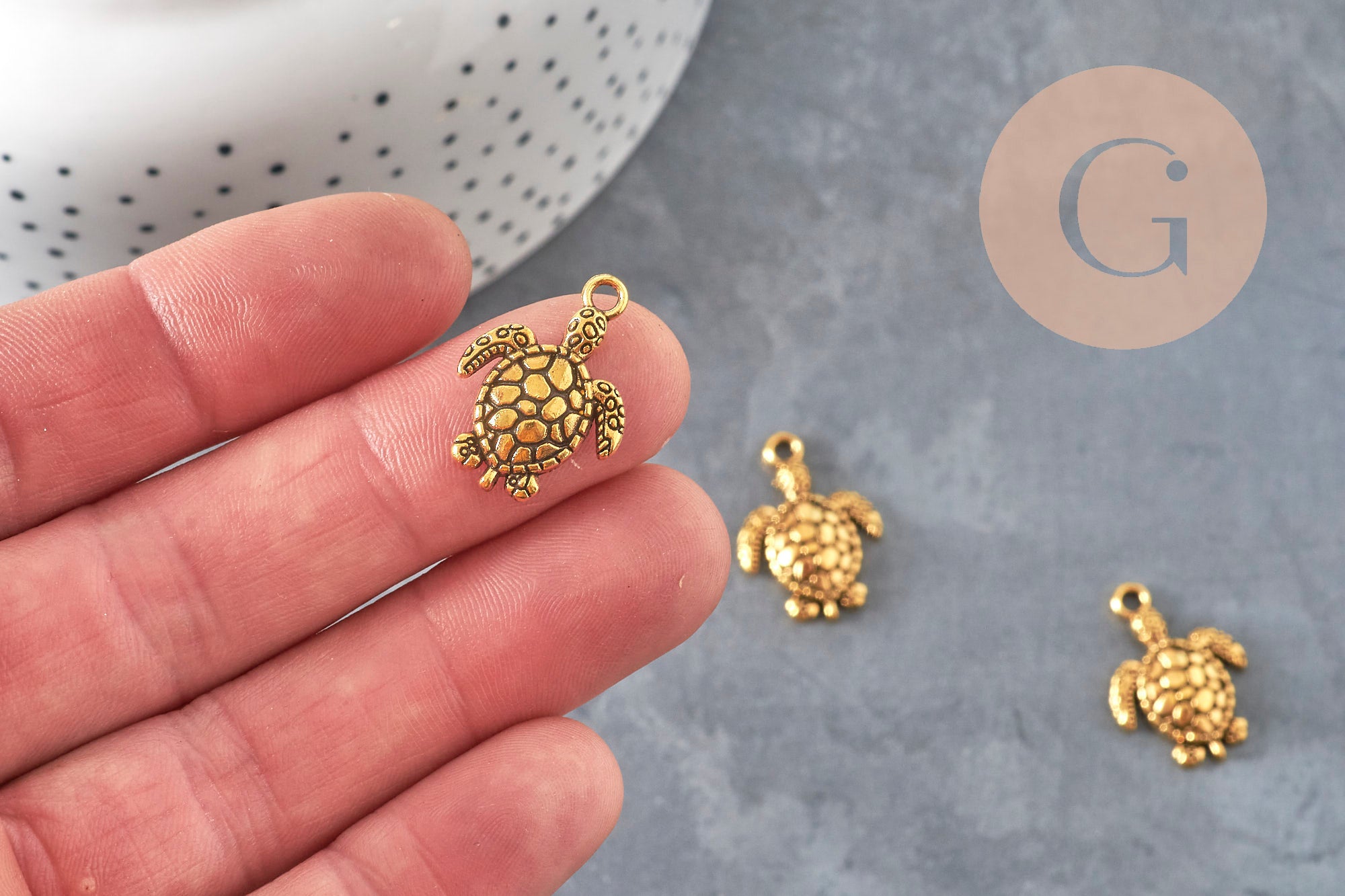 Gingerlily tortue G11229 breloque dorée 23mm x5