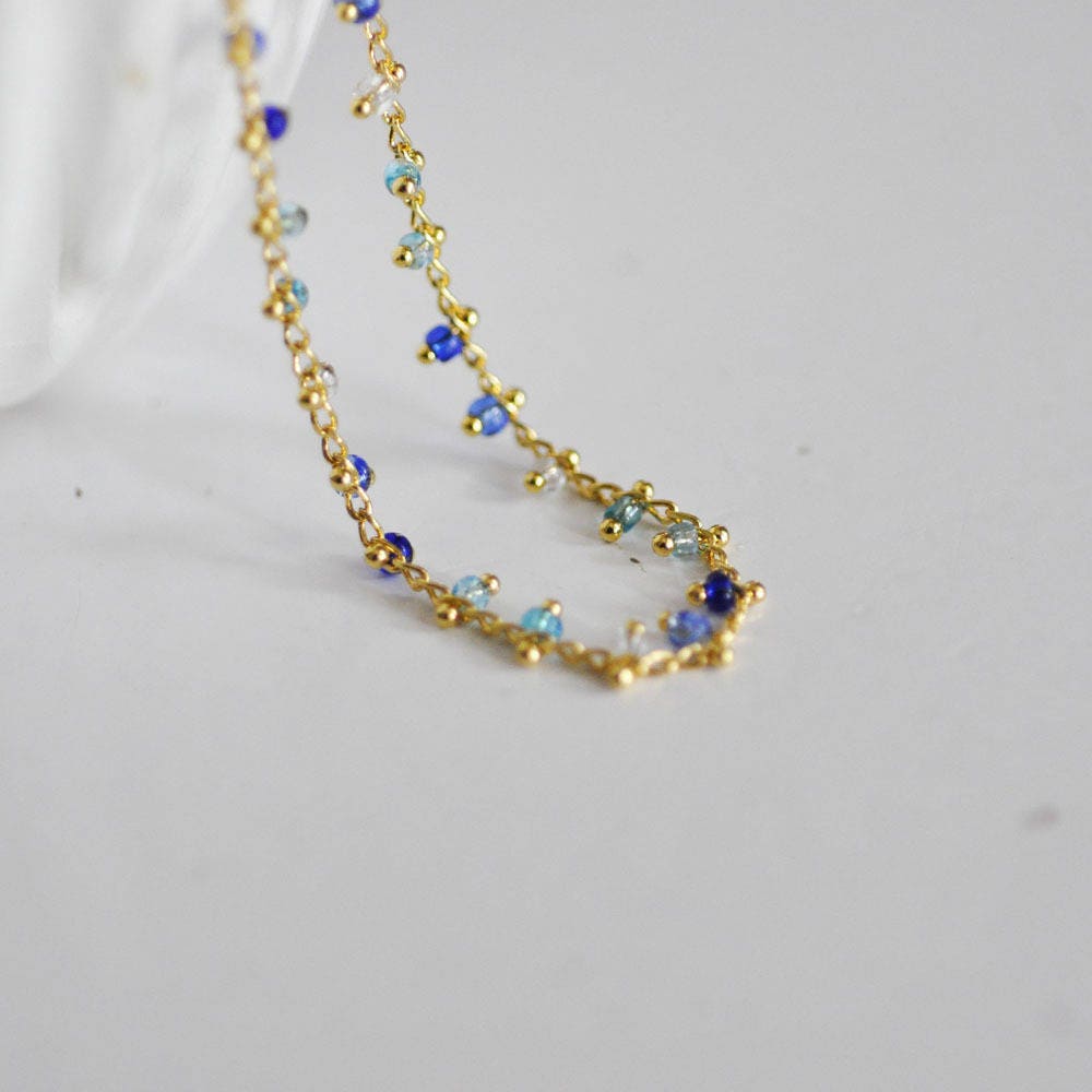 Gingerlily Chaînes G629 chaîne perles bleues 1 mètre 2 mm