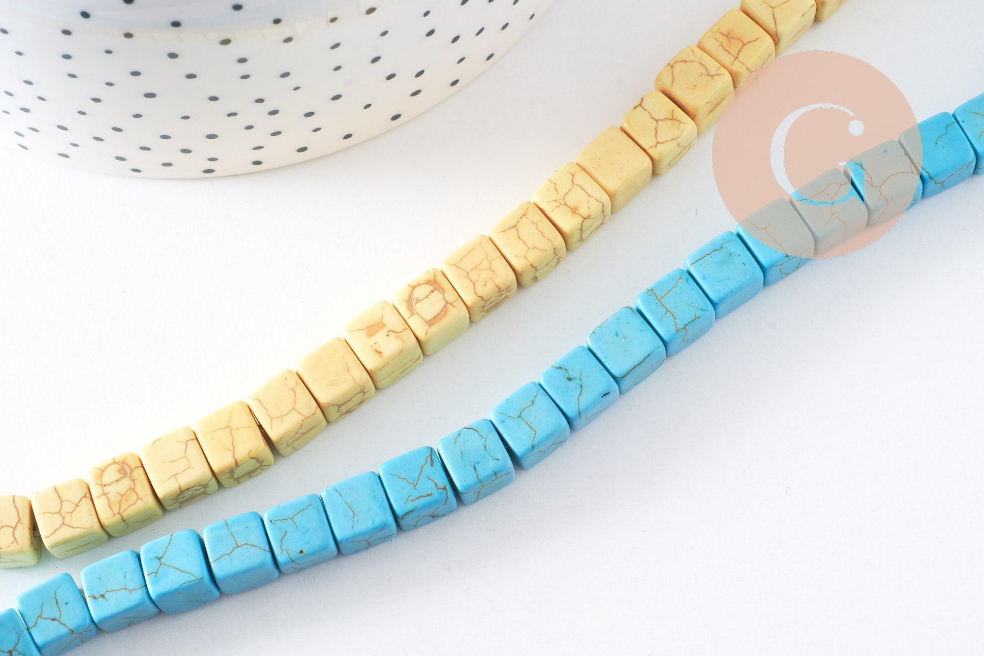 Gingerlily Perles carré howlite turquoise 8mm fil 50