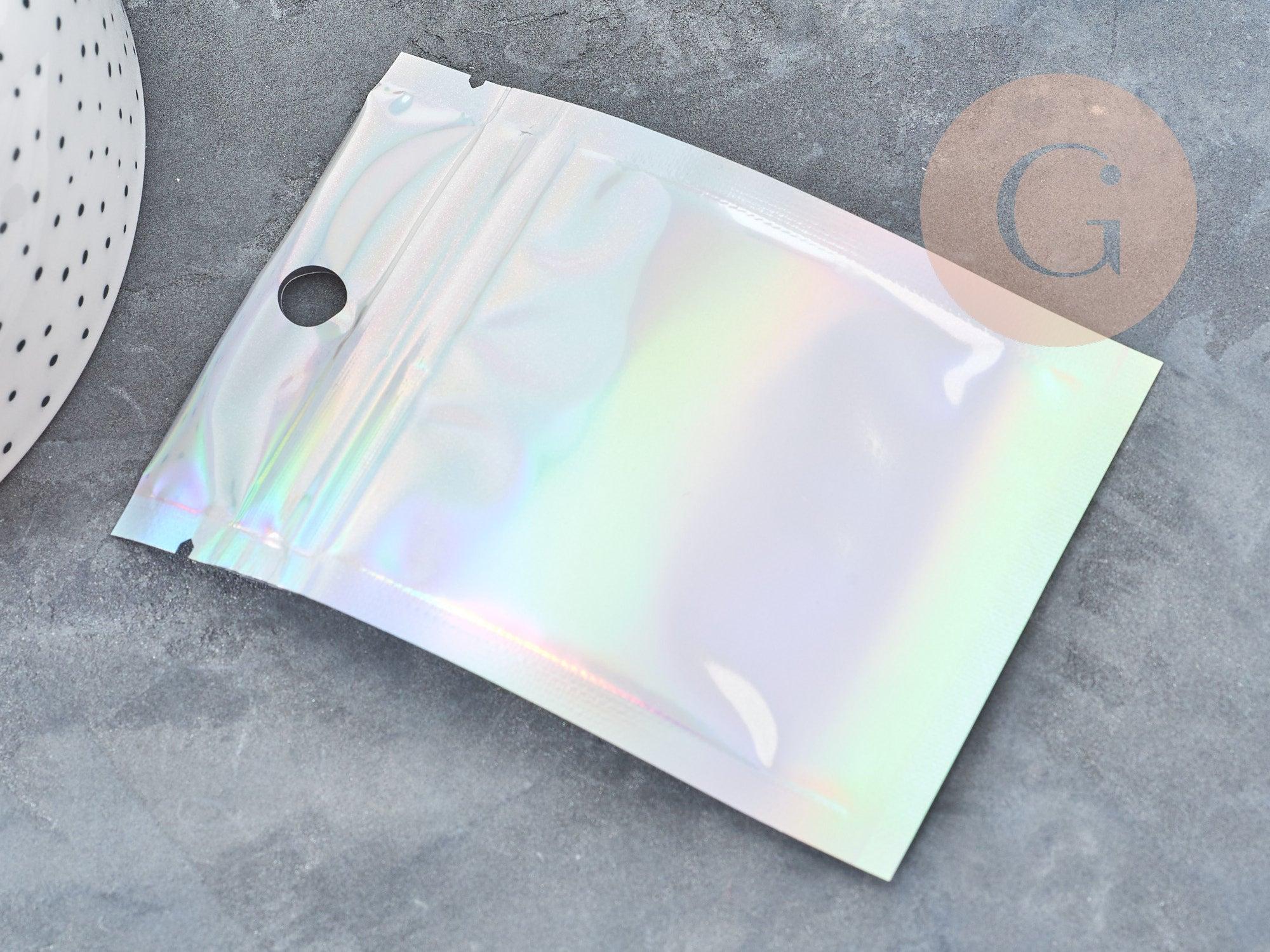 Gingerlily Sachet Zip G9037 gris holographique 10x7cm x5