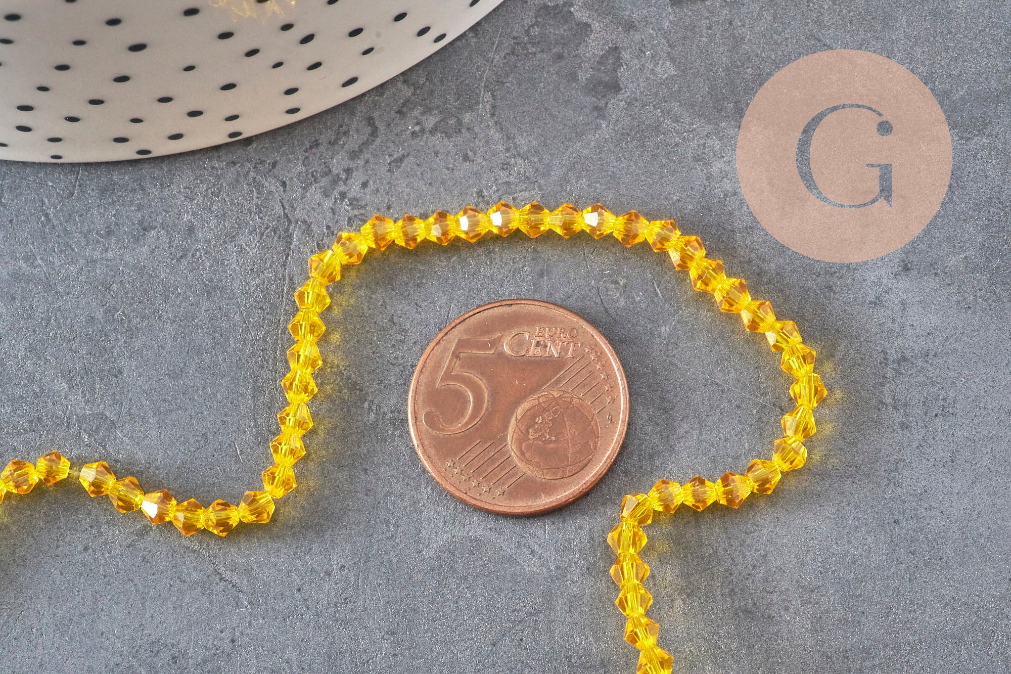 Gingerlily Perles toupies G11343 jaune 3,8mm fil 32cm