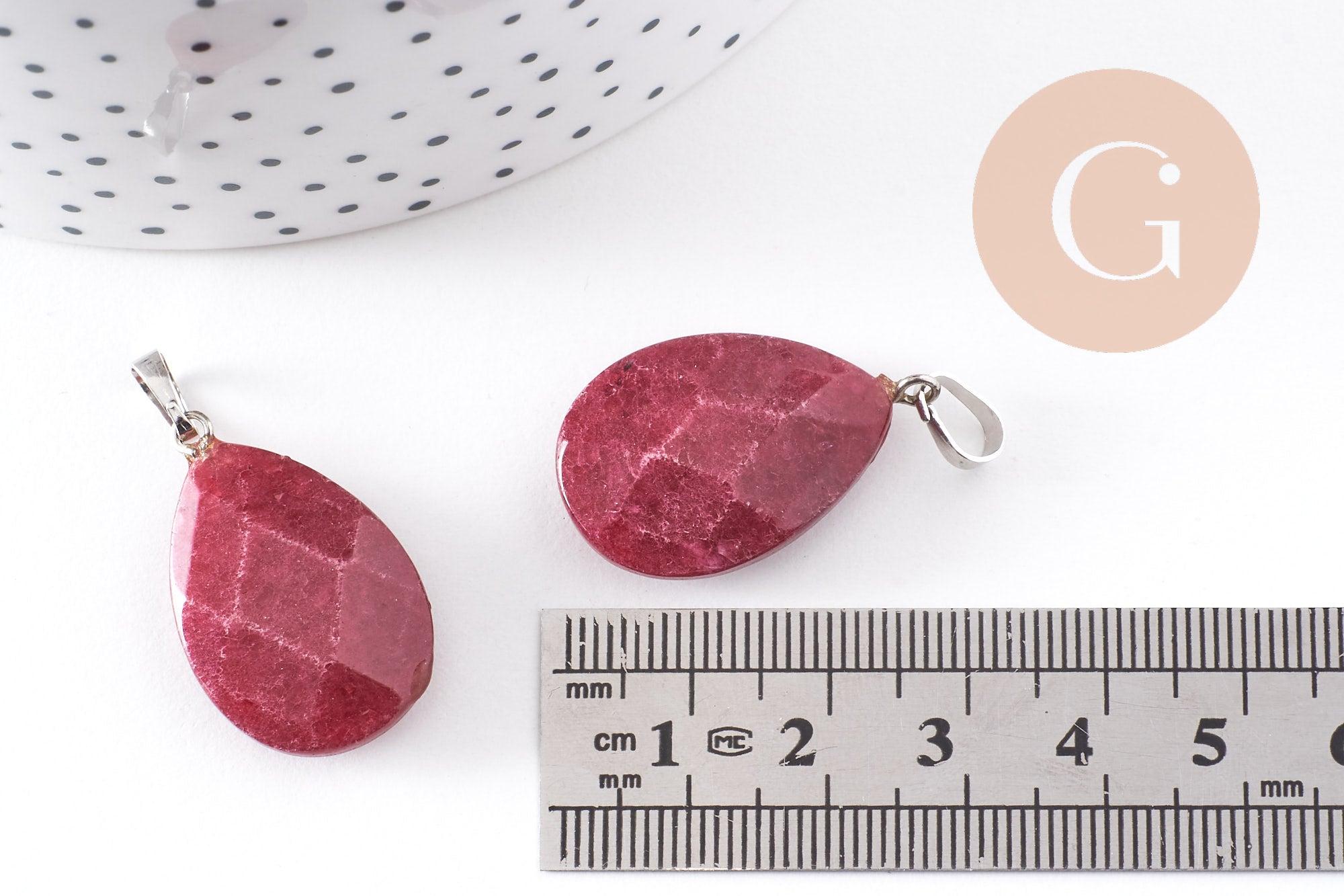 Gingerlily G10234 pendentif goutte jade bordeaux 27,5 mm
