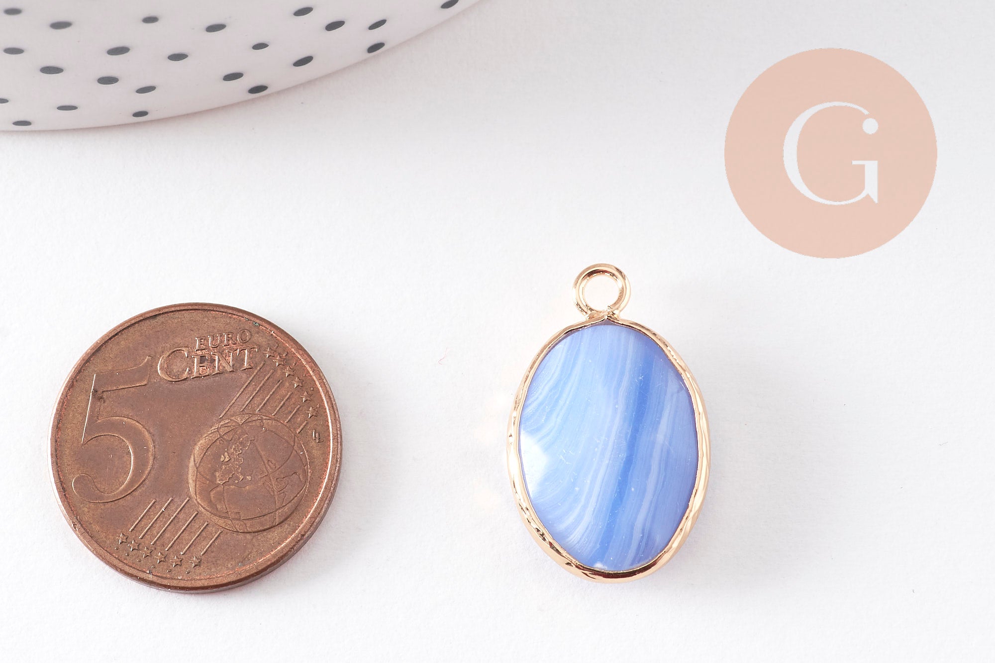 Gingerlily Pendentifs bijoux DIY pendentif agate G11004 bleu 23mm