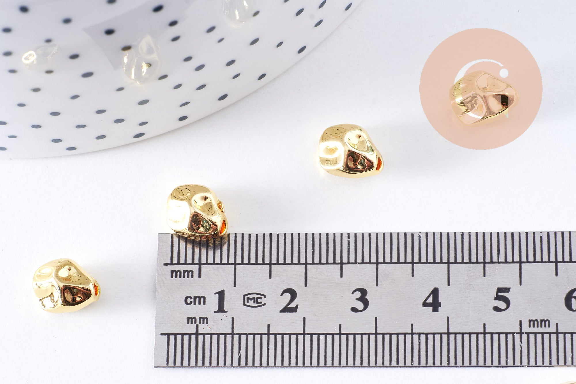 Gingerlily Perles bijoux DIY nuggets doré 9.5x7mm x10 zamac