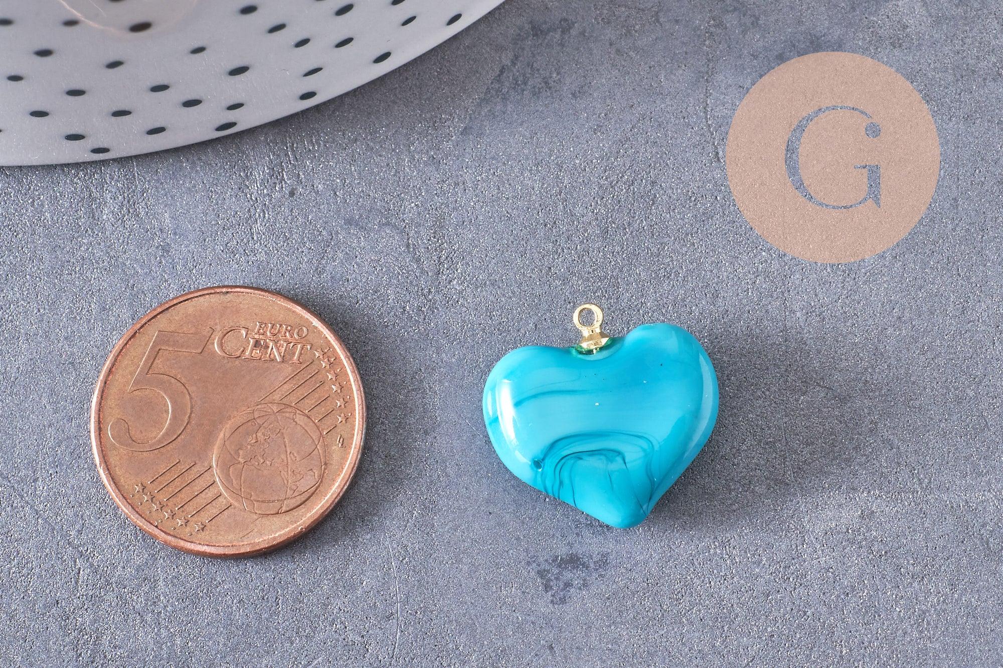 Gingerlily Perles G10290 pendentif cœur verre Murano noir x1