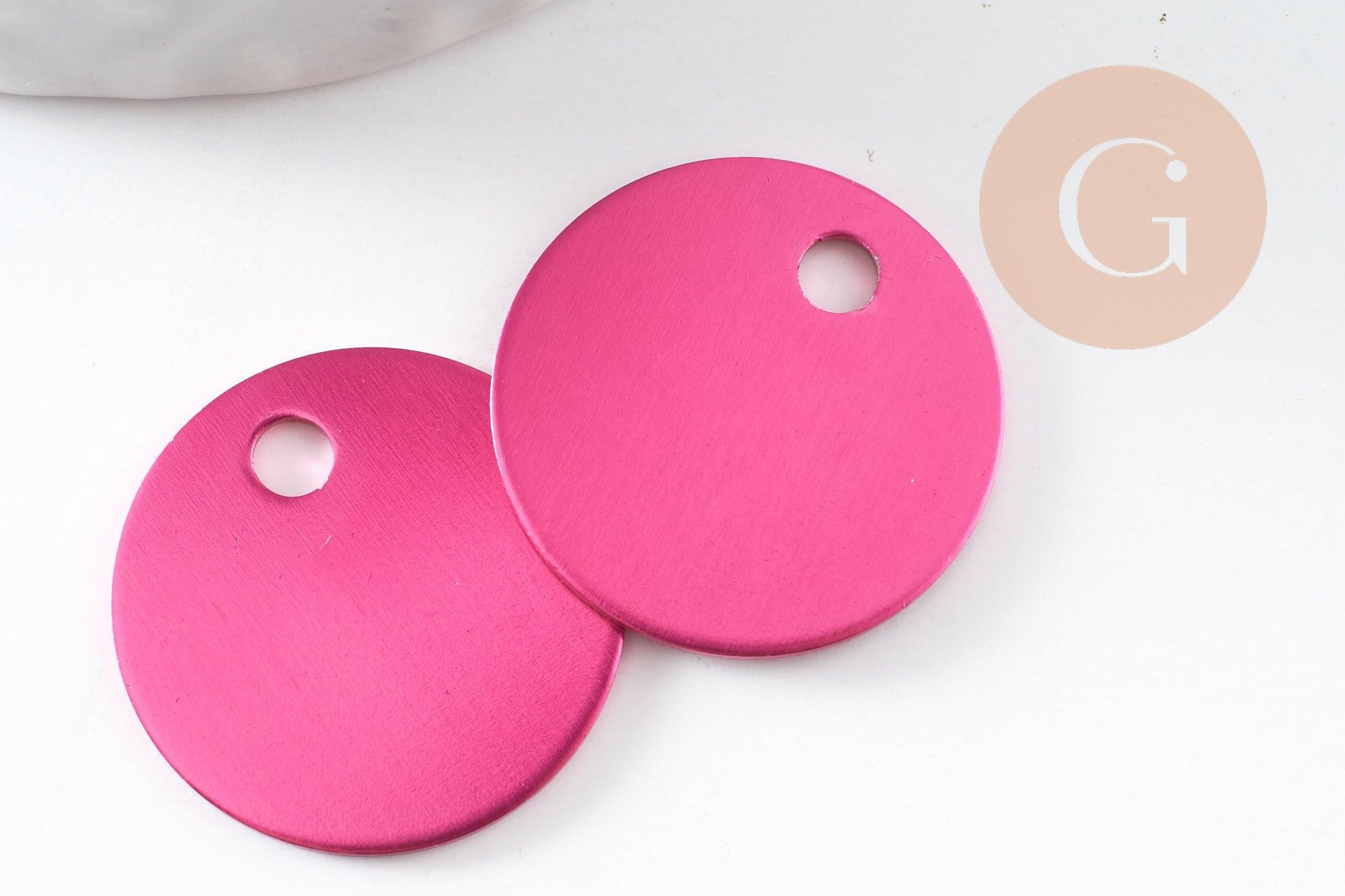 Gingerlily Pendentif rond G10186 aluminium fuchsia 20mm