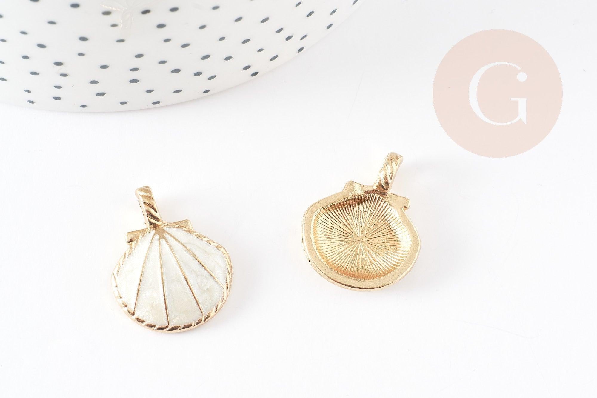Gingerlily Pendentifs G7045 pendentif coquillage blanc doré x2