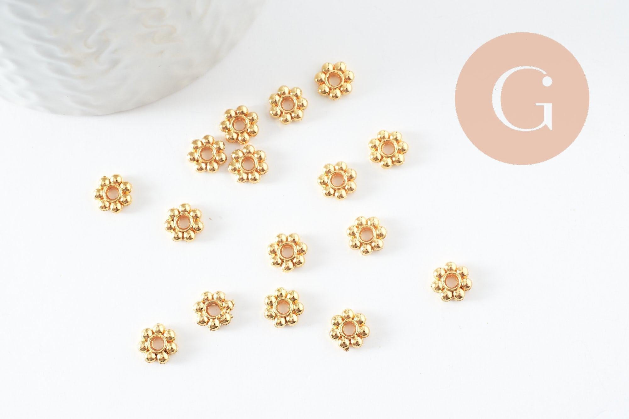 Gingerlily G9542 perles rondelles fleurs dorées 7,5mm x20