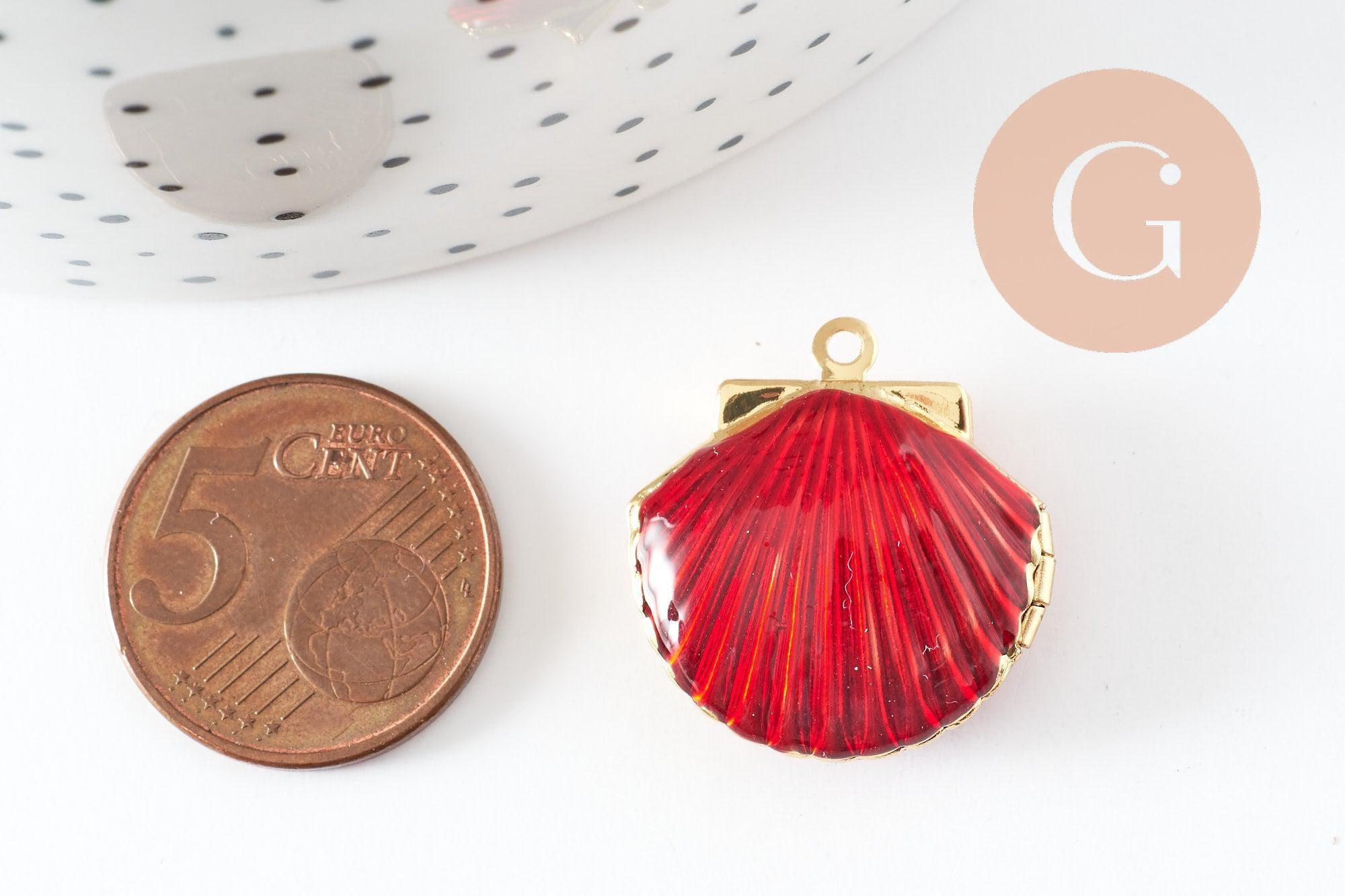 Gingerlily Pendentif locket coquillage G9551 laiton doré 23,5mm