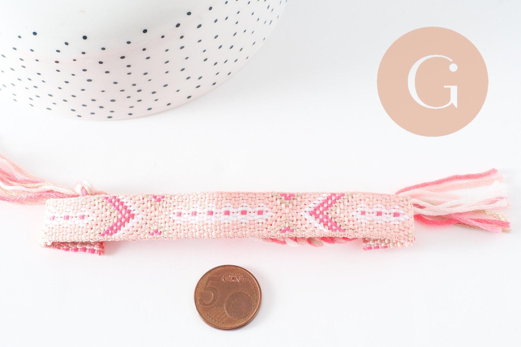 Gingerlily Bracelet brésilien tissé rose réglable