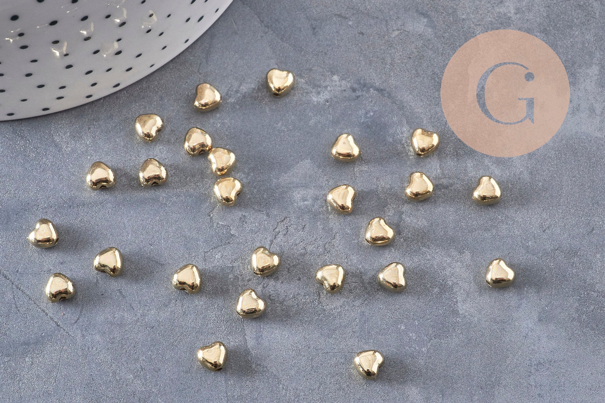 Gingerlily Perles cœur doré 5,5 mm perle plastique 10 g