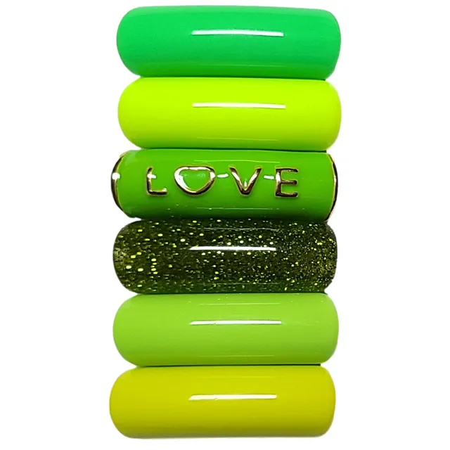 ARTSHOP Camaieu 140 perles tubes incurvés 12mm vert x6