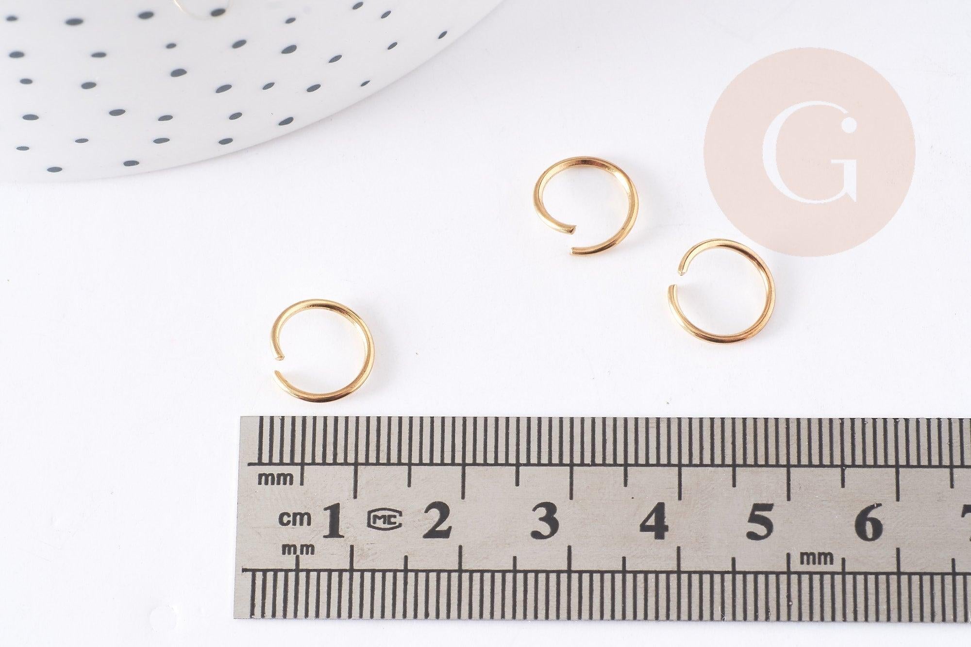 Gingerlily Apprêts bijoux DIY anneaux ronds dorés 10mm G2213 lot 10