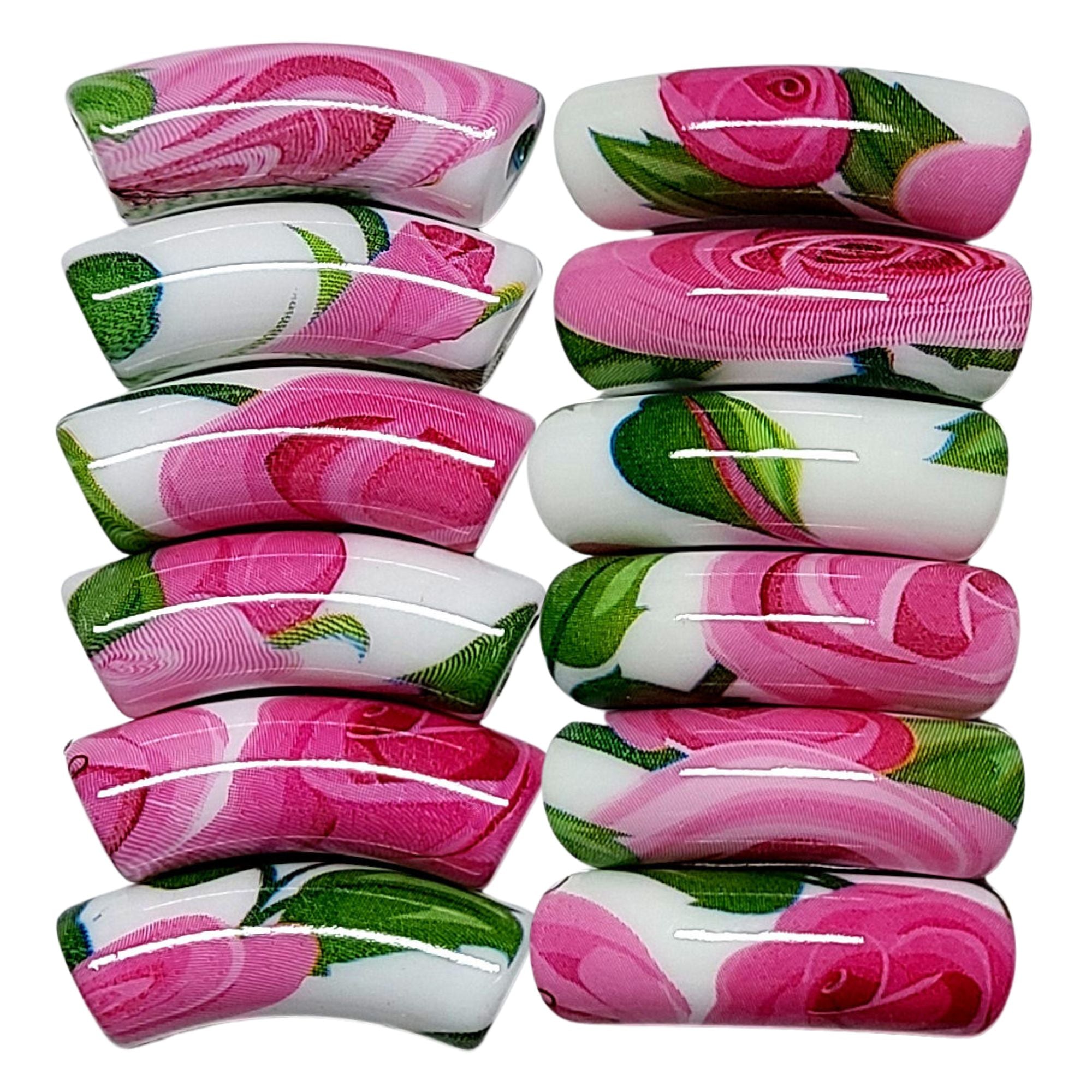 ARTSHOP Tubes DESIGN 1014 fleurs 12MM perle rose x1
