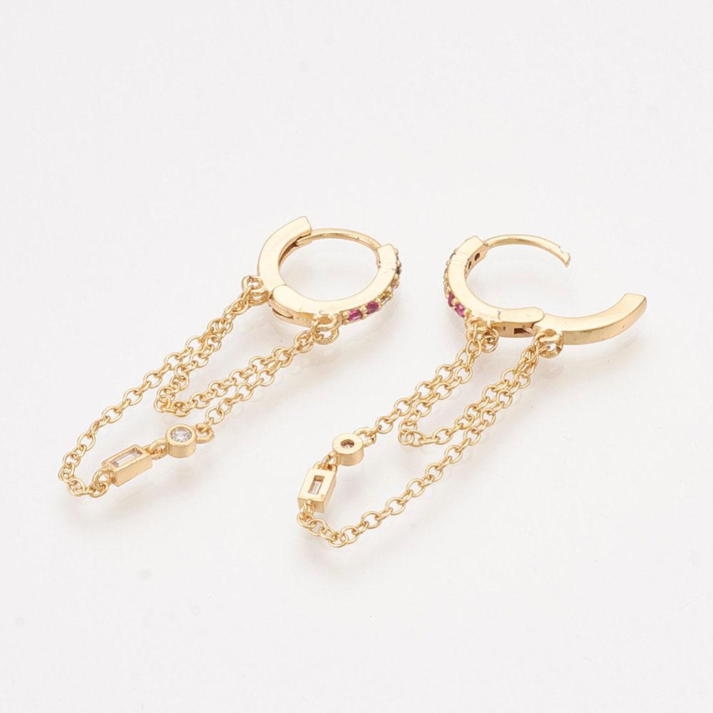 Gingerlily Boucles G3777 créoles laiton doré zircons x2