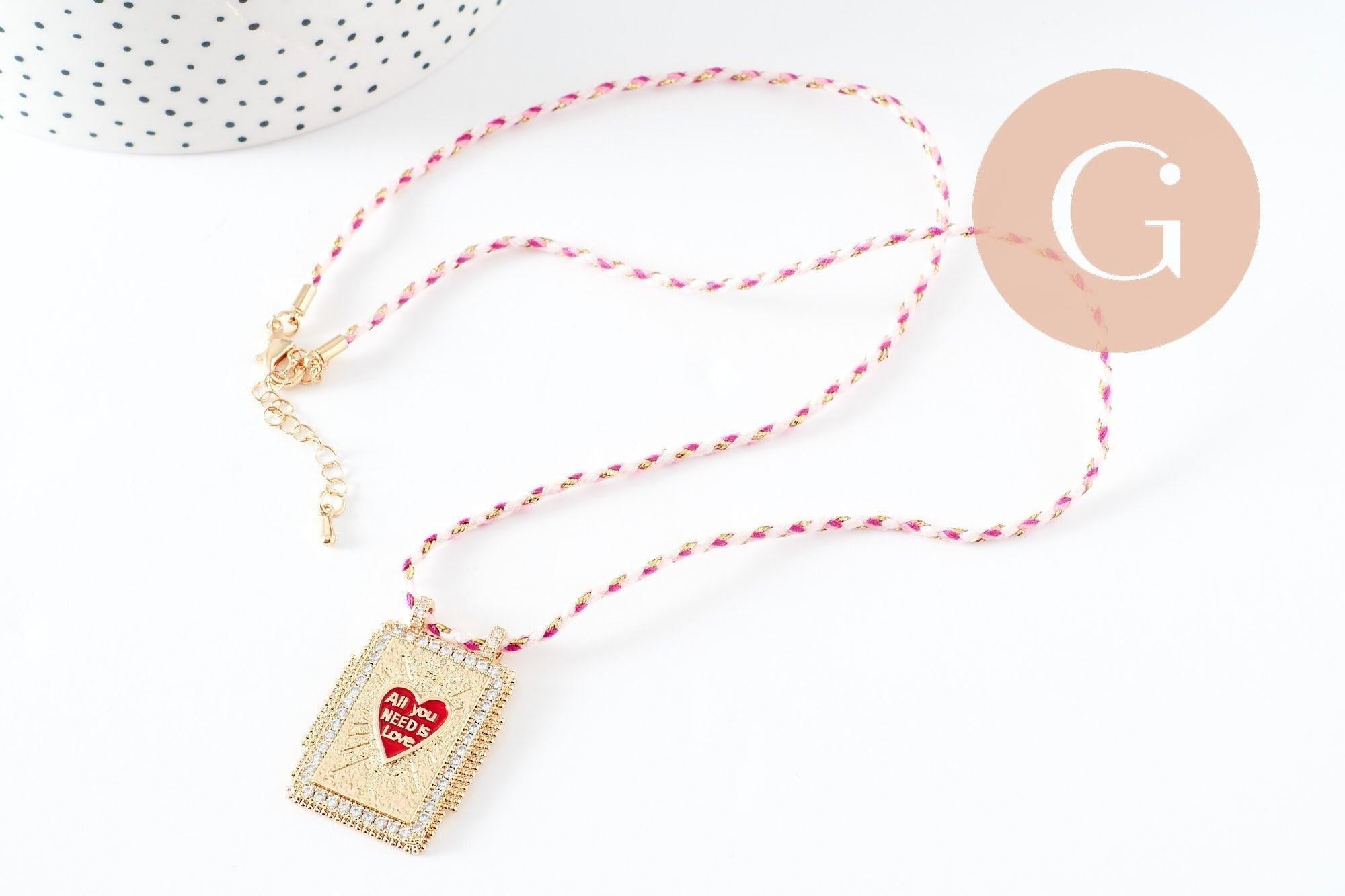 Gingerlily médaille G9568 collier coeur rouge cordon 45 cm