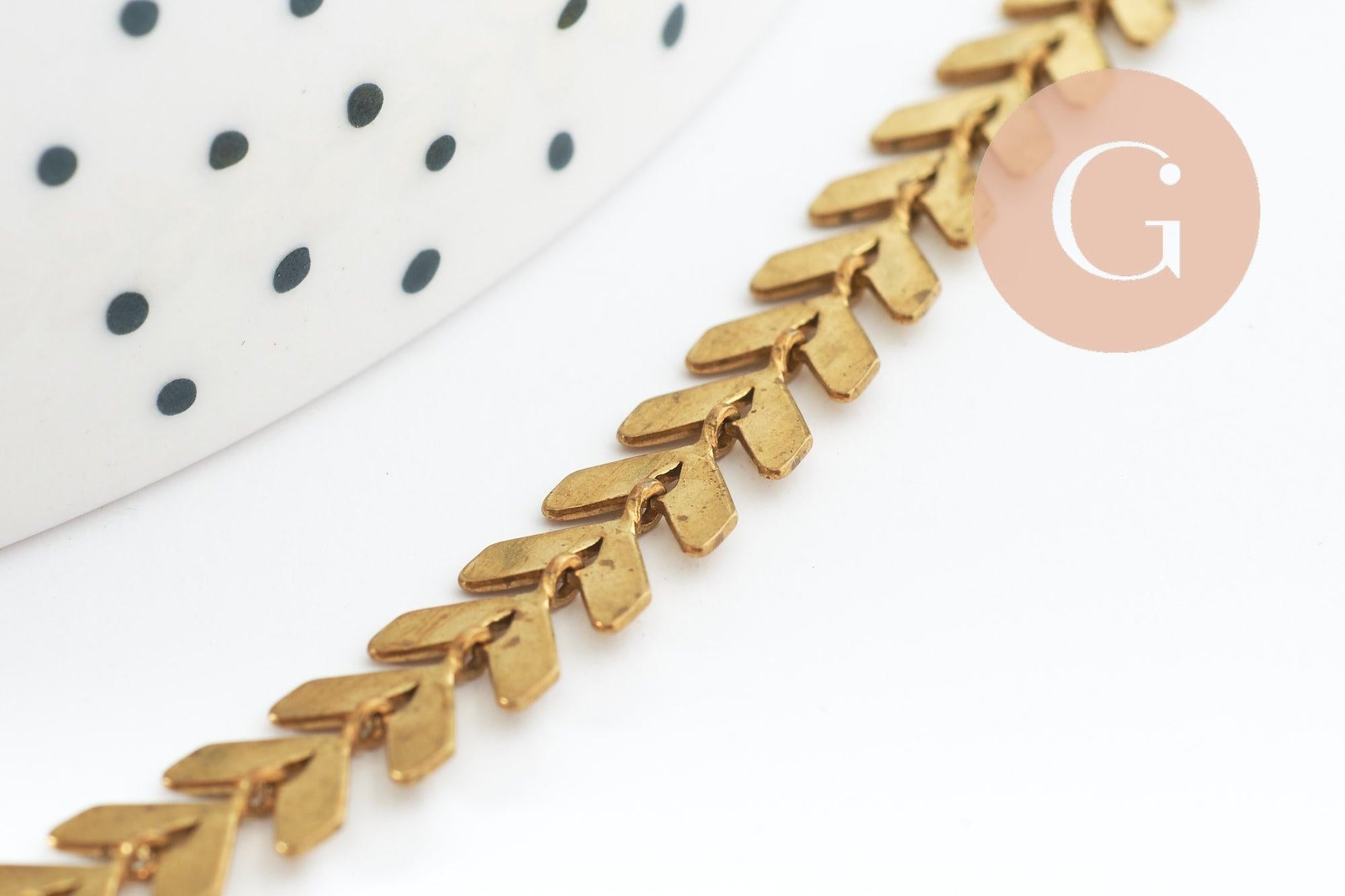 Gingerlily Chaîne chevron laiton 7.5mm 1 mètre