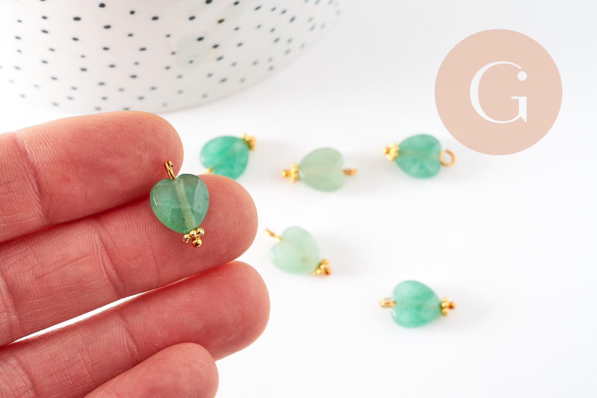 Gingerlily Pendentif coeur aventurine verte 15mm x1 doré