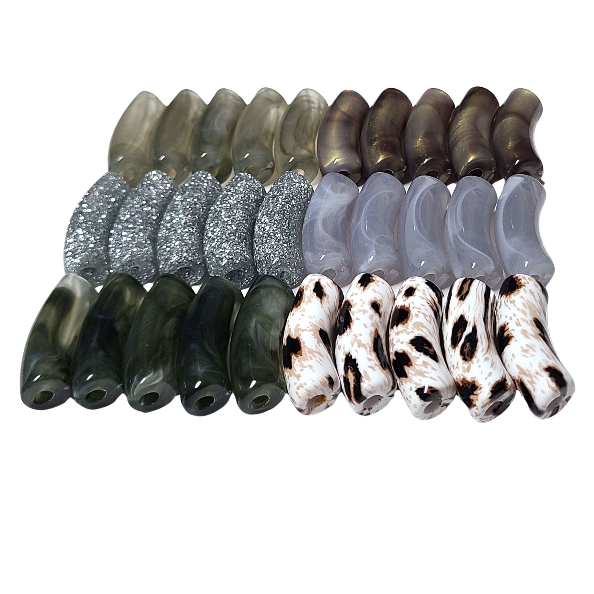 ARTSHOP Camaieux 92 tubes incurvés gris lot 30 perles 12mm