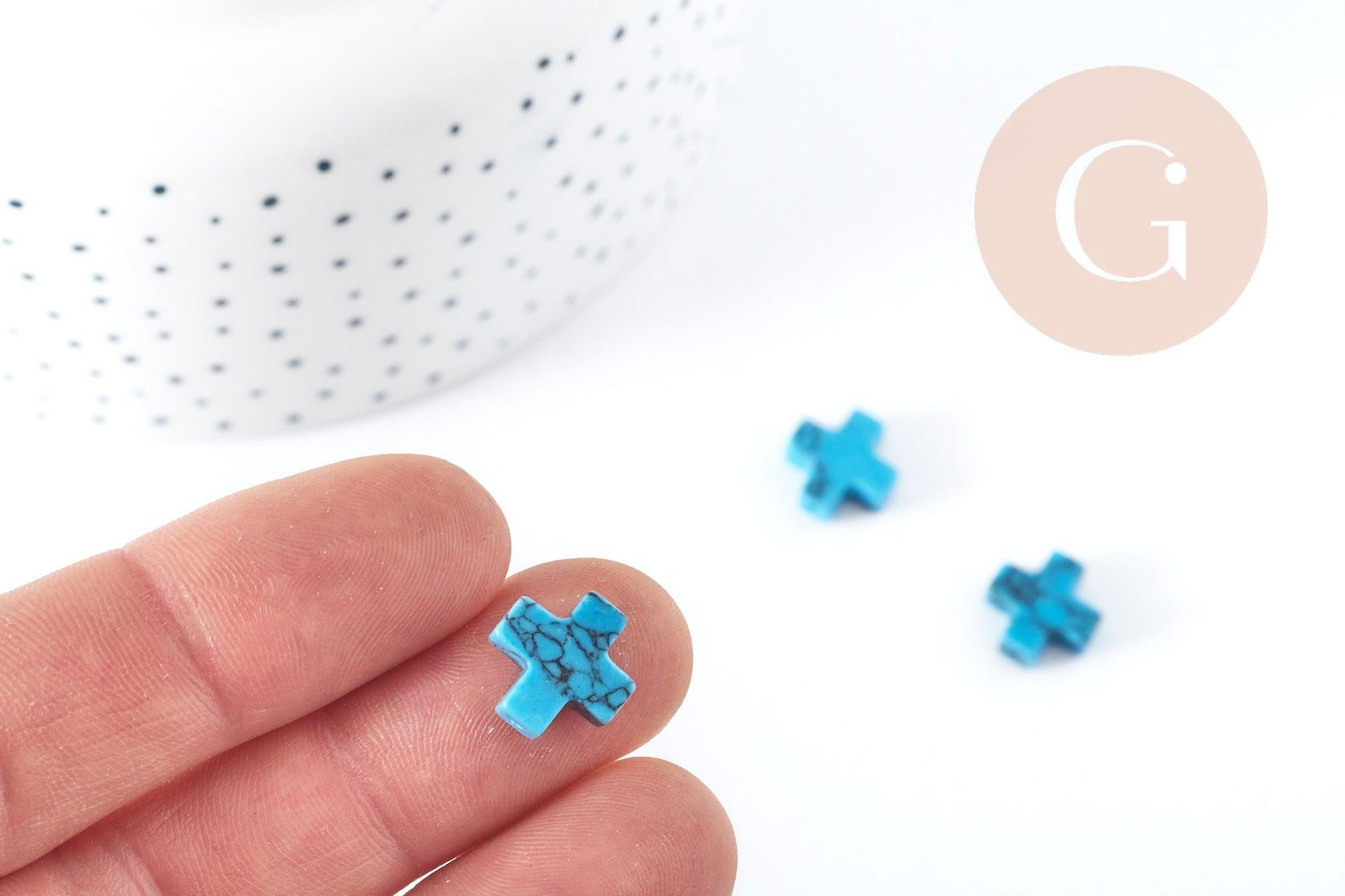Gingerlily Perles G8278 5 perles croix howlite turquoise 12mm