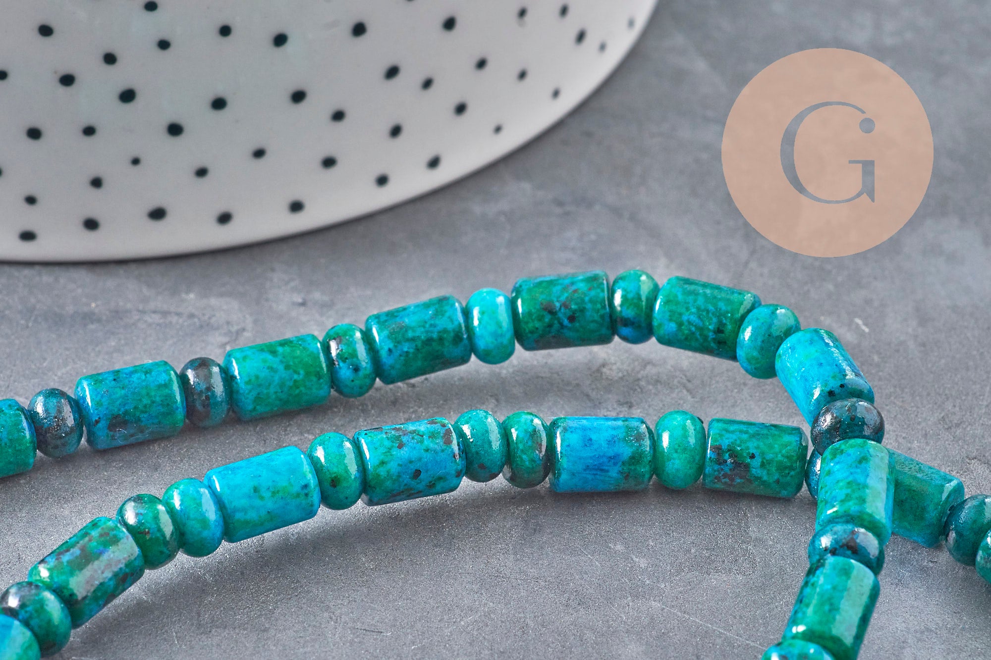 Gingerlily Perles Tube Chrysocolle Verte 6mm Fil 38cm
