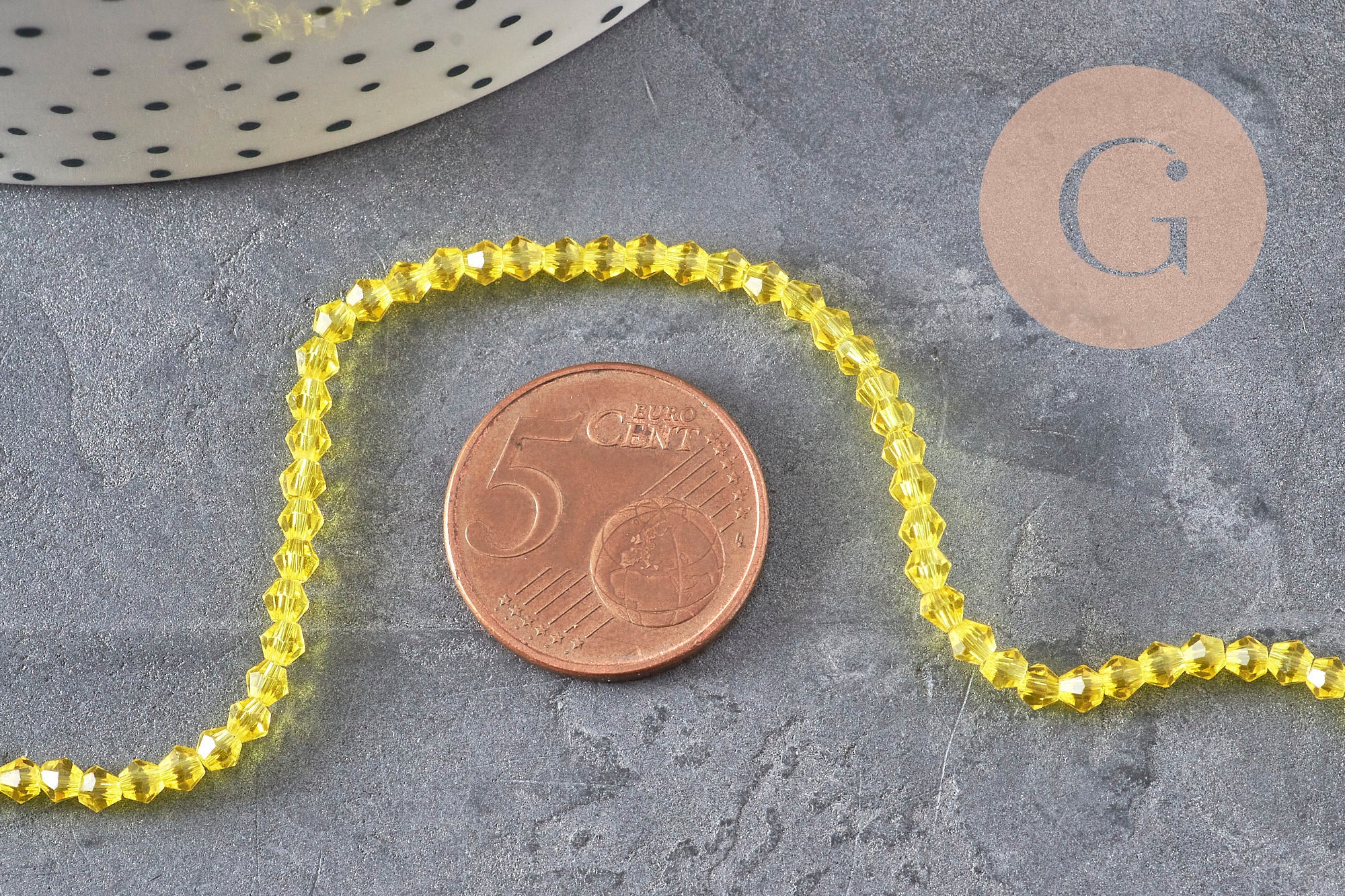Gingerlily perles cristal toupies G11110 jaune transparent 3mm fil 38cm