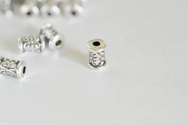 Gingerlily perle tube argent gravé 7mm x10
