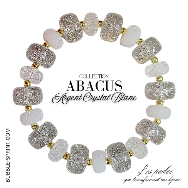 ARTSHOP Abacus Bracelet Argent Crystal Blanc Kit
