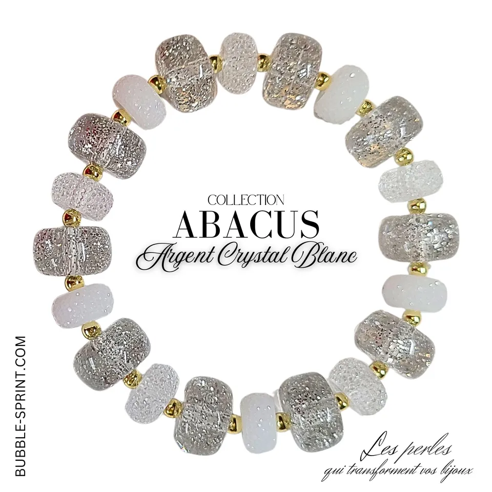 ARTSHOP Abacus Bracelet Argent Crystal Blanc Kit