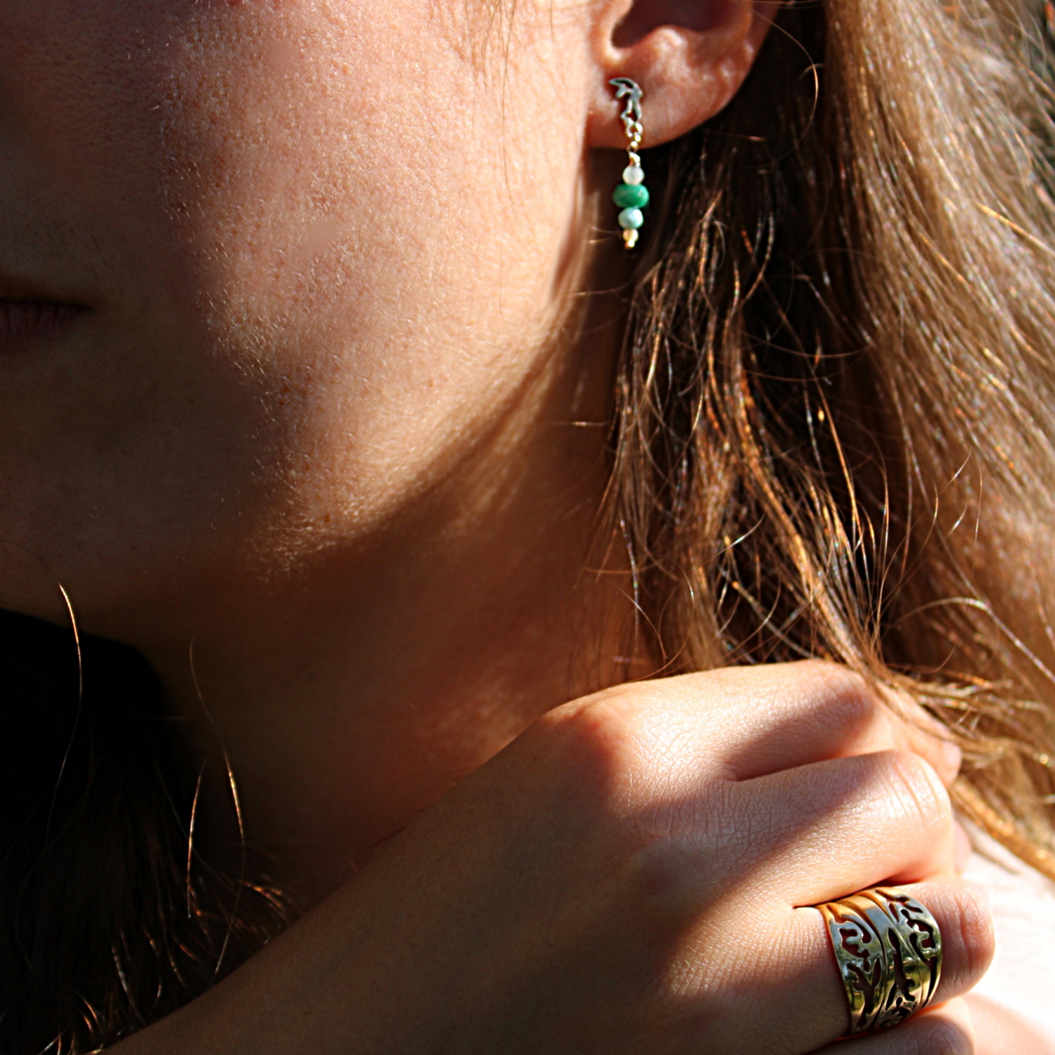 Kajika Roli Lumi boucles argent perles bleues