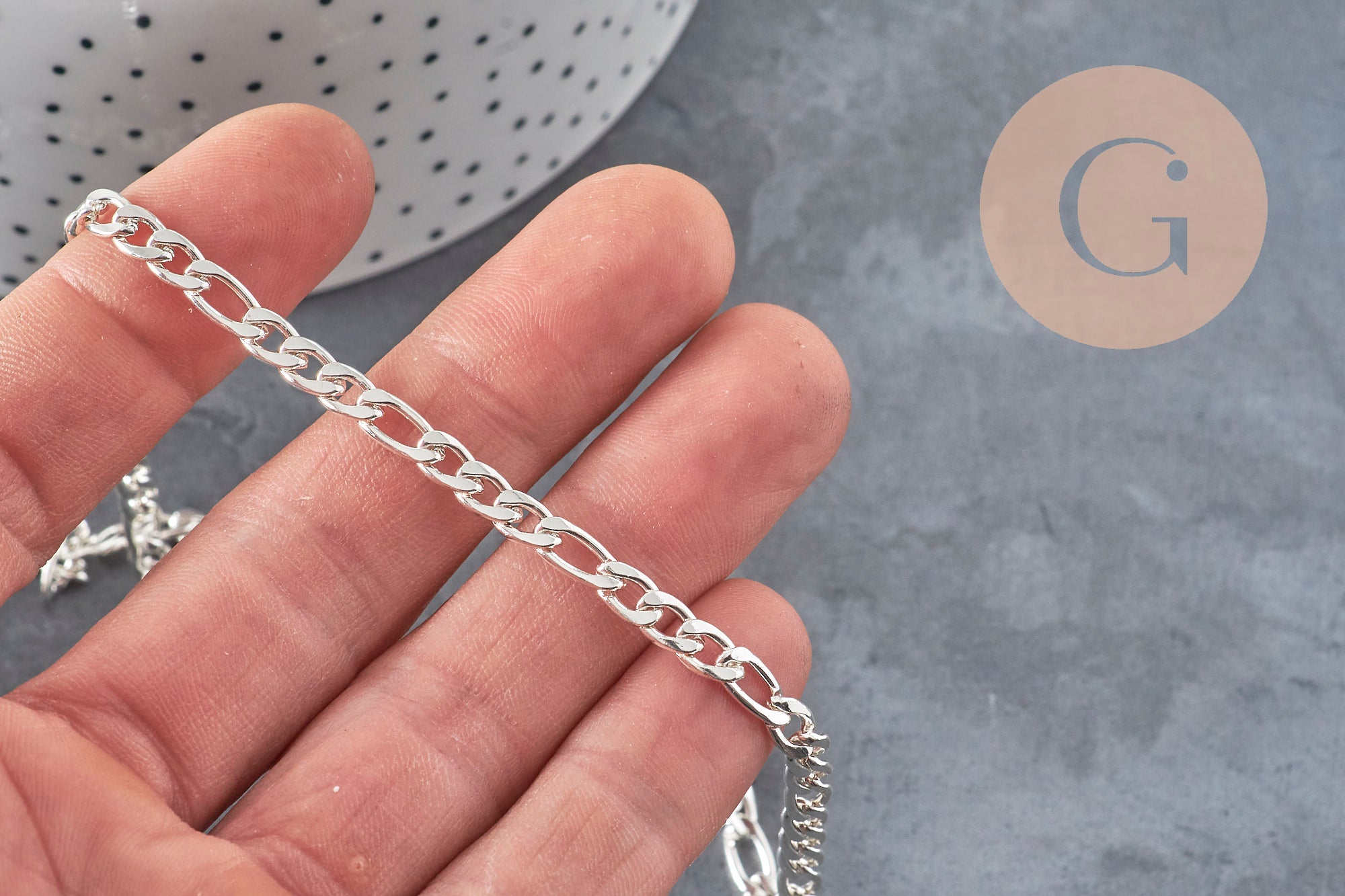 Gingerlily Chaînes G11197 chaîne figaro acier 9x4mm 1 mètre