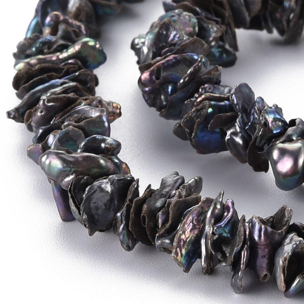 Gingerlily Perles G6175 perle keshi noire 4-13mm fil 90