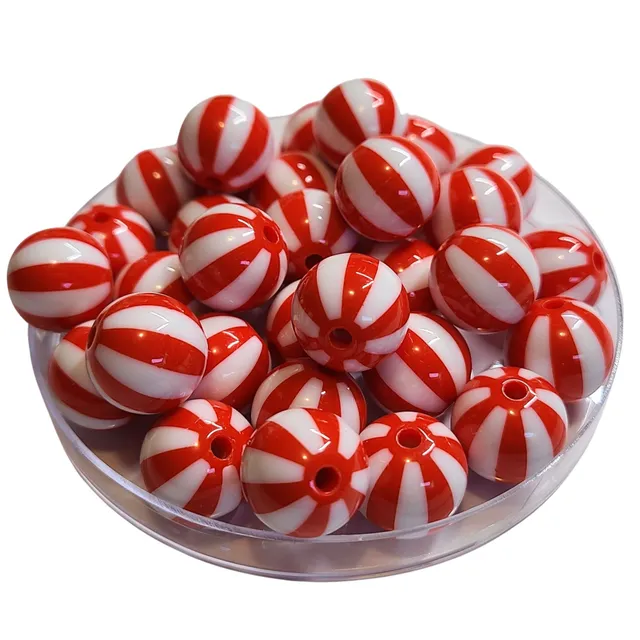 ARTSHOP Boules 16MM 213 Perle Acrylique Rayée Cerise x15