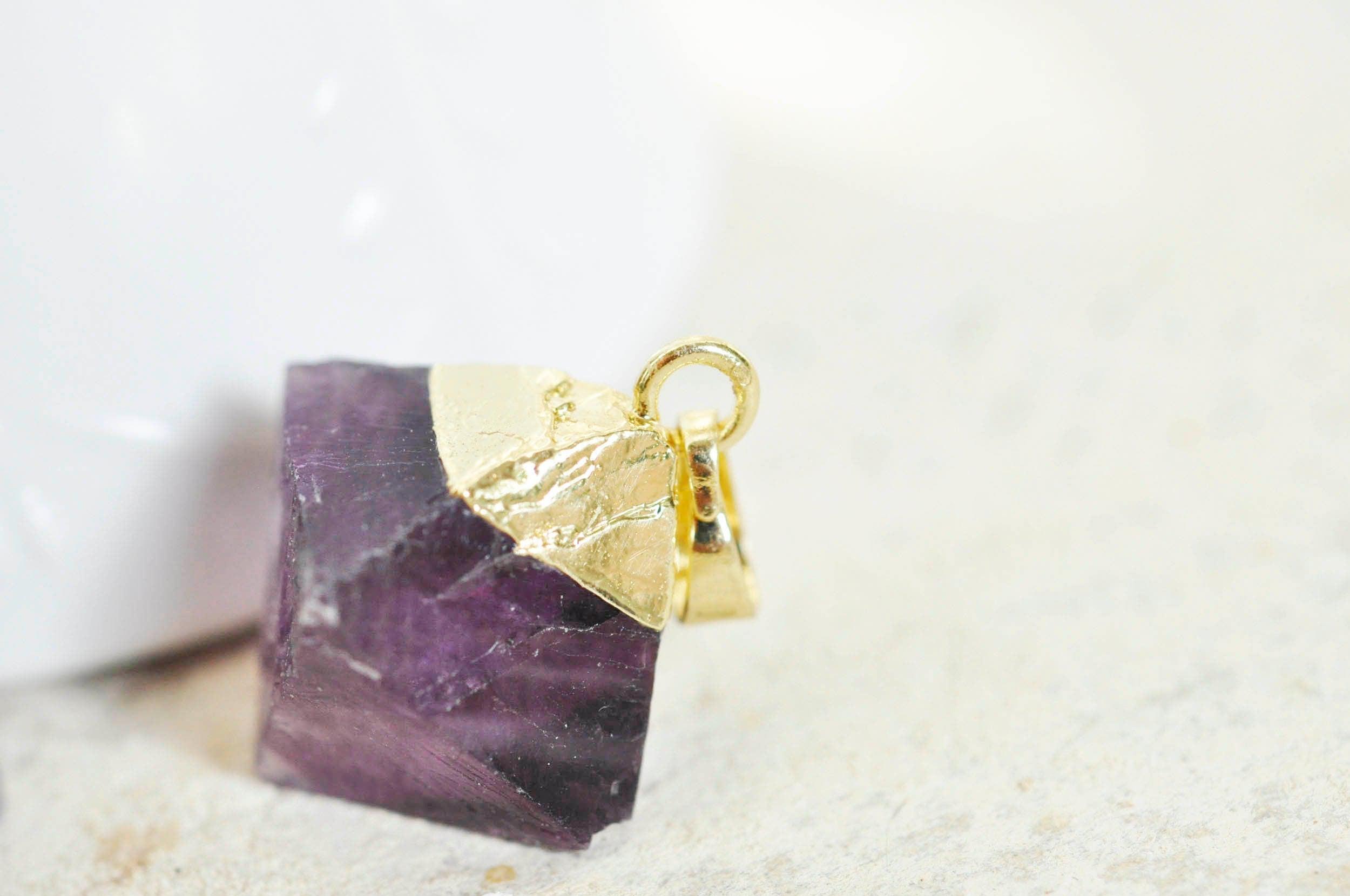 Gingerlily pendentif fluorite pointe pierre naturelle doré vert 1 pièce