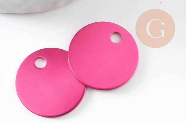 Gingerlily Pendentif rond G10186 aluminium fuchsia 20mm